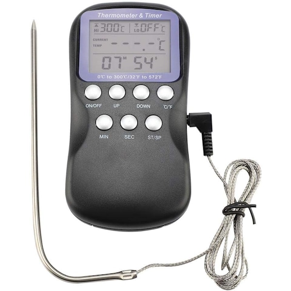 Trådbunden digital mattermometer Grill BBQ Kött Ugn Elektronisk termometer med stor LCD-skärm Matlagning Matprob Termometer Grillverktyg