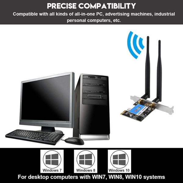 Pci Wifi-kort Pcie-nätverkskort 433 Mbps Dual Band-enheter för nätverk för Bluetooth 4.0 för Bluetooth nätverkskort för stationära datorer