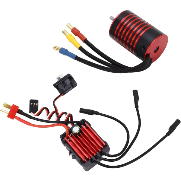 Smart ESC borstlös CNC-bearbetad 6061 35A sensorlös 12-splits borstlös motor för 1/16 RC-bil (4400KV)