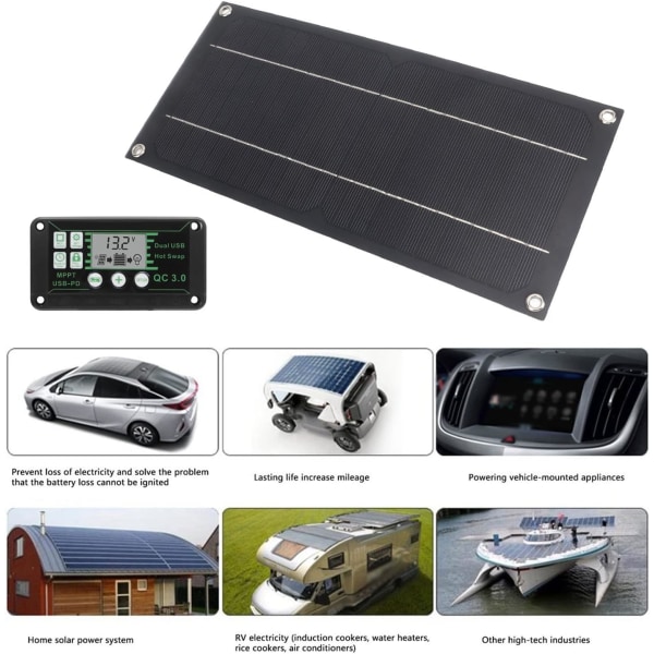 Solbatteriladdare, solpanel monokristallint kisel för bil husbil Flygplan Utomhusjordbruk Plantering 600W 18V