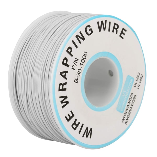 30Awg Aviation 30Awg Monofilar Up 1 Roll Wire Wrap Enkel koppartråd 30Awg Kabel 0,25Mm Kärndiameter (blå) (Vit)