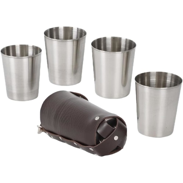 Shotglas i rostfritt stål: 70 ml drickskärl okrossbara metallskyttar med svart case för hemmarestaurangwhisky