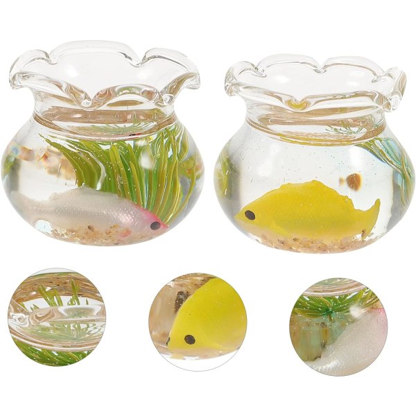 8 st Miniglas Koi Dockhusmöbler Minimöbelfigurer Heminredning Fiskskål Miniatyrfigurer Liten statyett Miniatyrguldfisk