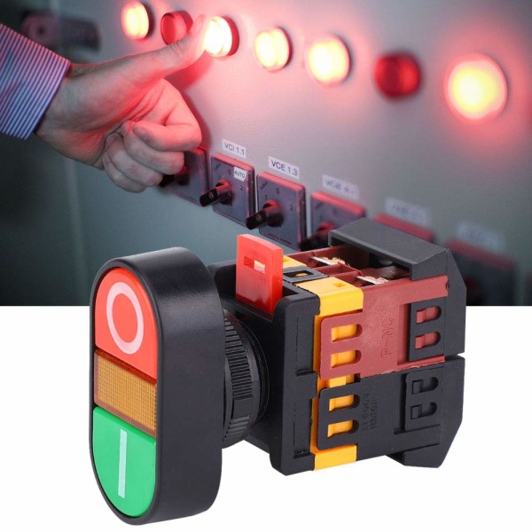 Knappomkopplare Apbb-22/25N Dubbeltryckknappsomkopplare med LED-ljus Nonc Momentary Button Switch Switch med LED (220V)