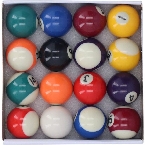 Biljardbollar Set Mini Storlek 16st Mini Poolbollar Amerikansk stil Flera färger 1,5 tum Harts Biljardbordsbollar för spelrum Rekreation