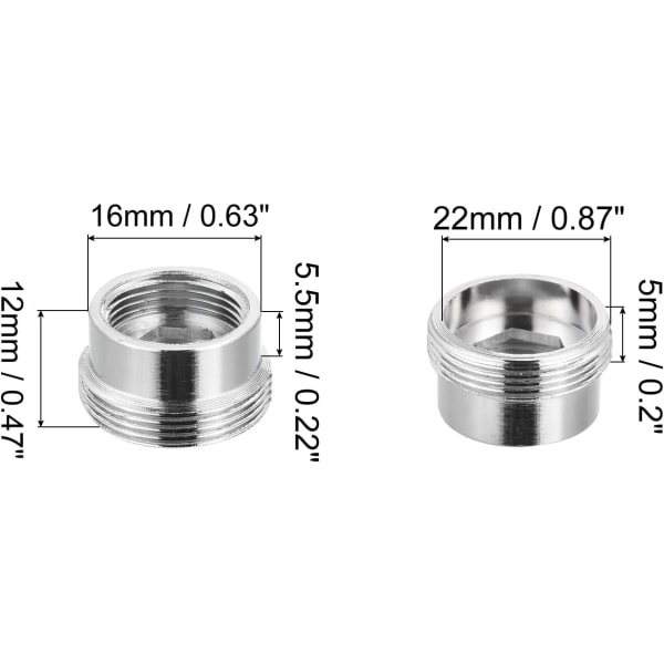 4 stycken kranadapter 16mmx5.5mm innergänga på 22mmx5mm au? Enveline tappkran i mässing Försköningsanslutning för handfat i köket