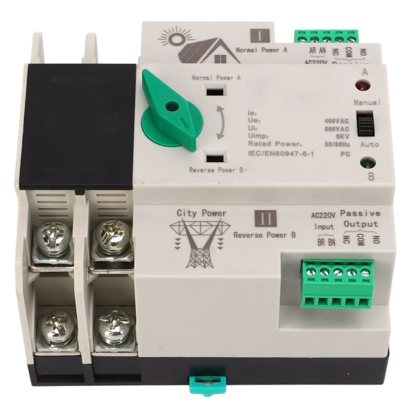 2P Power Switch Controller, Dual Power Automatisk Transfer Switch PV Typ För RV (63A)