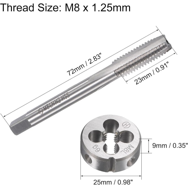 M8 x 1,25 mm vänsterborrmatriser gängborrlegeringsverktyg