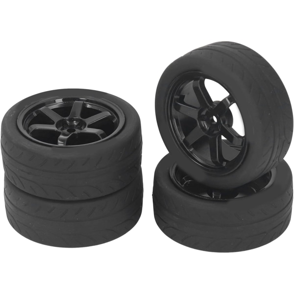 RC Wheel Gummi Plast Heavy Duty RC Däck Universal för TT01 TT02 (svart)