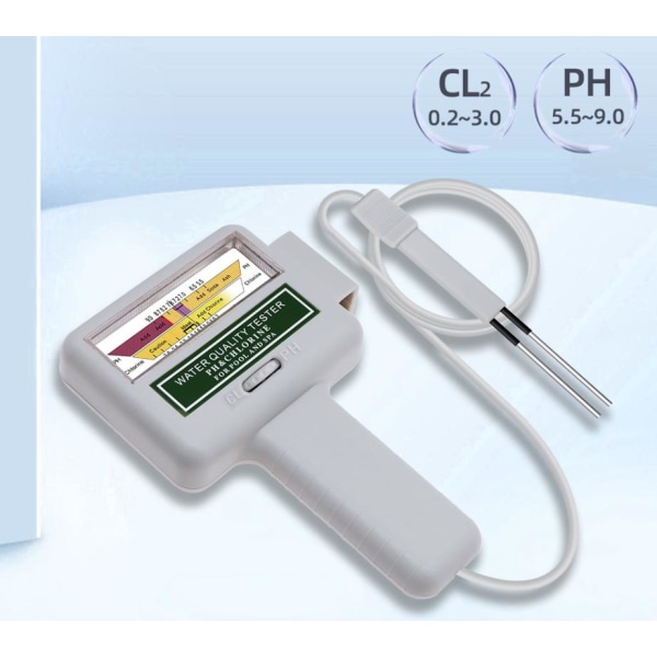 Vattenkvalitetstestare, bärbar digital monitor, PH-vattenkvalitetstestare som analyserar klorsats för pooltest (vit)