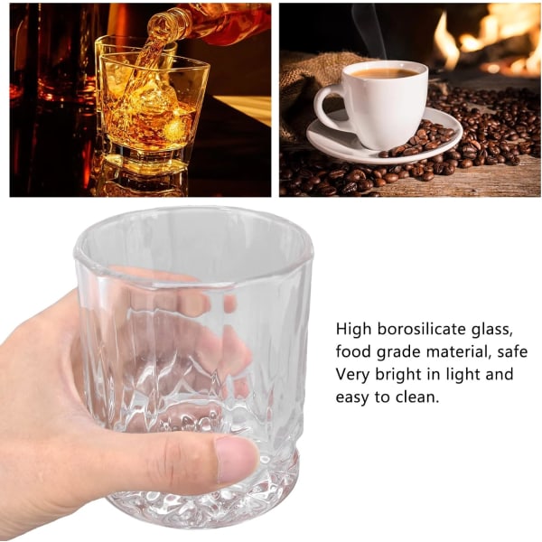 300 ml Whiskyglas transparent glasmugg, drickskopp för inomhushem, designkopp med bred mun för bar, bra värmeisolerande vatten