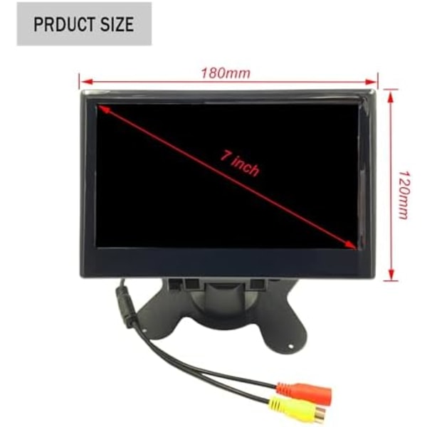 12V-24V 7-tums TFT-LCD-färg-HD-skärm med en registreringsskyltkamera för auto-CCTV-backkamera reservdelar