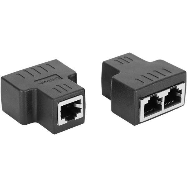2st Ethernet-kabeladapter 1 in 2 ut Rj45 hona gränssnittstillbehör för internet Wireblack
