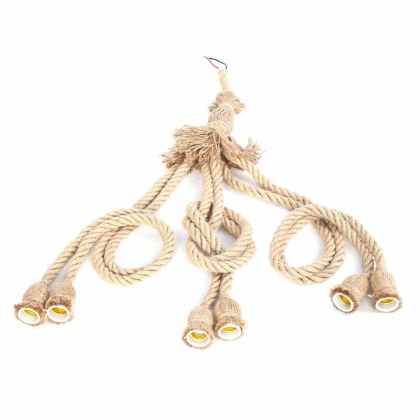 Vintage trådhängande repljussats med takfäste Khaki E27 lampfot 1M hamparep Elektrisk tråd DIY-hängande dekorativ glödlampa med 6 hållare
