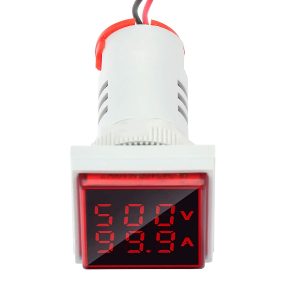 Dubbel skärm Volt Amp Meter Amperemeter Panelmonterad Plast LED Digital Display AC Spänning Strömmätare Indikator 22Mm 0 100A Meter Indikator (röd)