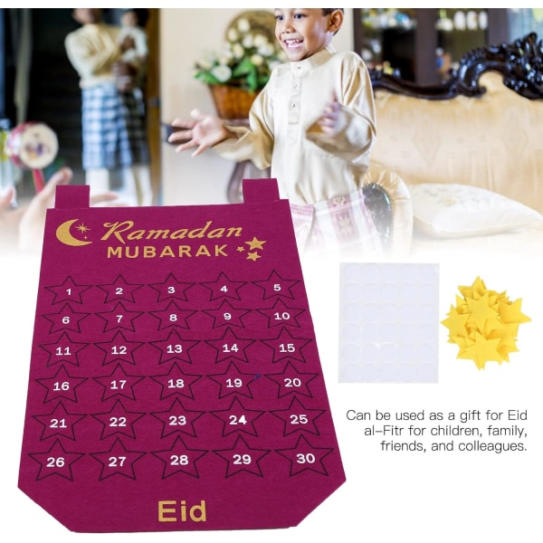 Eid Mubarak adventskalender Hängande tyg Nedräkningsdatum Visa Ramadan dekoration (röd)