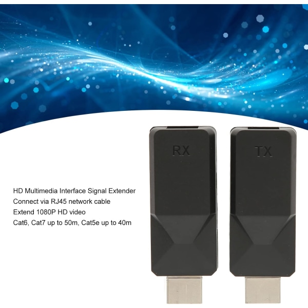 HDMI Trådlös sändare och mottagare Projektor Hd Multimedia Interface Extender Abs 1080P 164Ft Lossless Single Ethernet-kabel Signalförstärkare