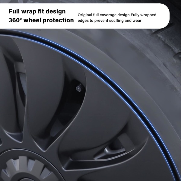 Hjullister, hjullister 19 tums set med 4 cap Symmetrisk stil Cool sportig ersättning för Tesla Model Y 2020 till 2023 (glansigt svart)