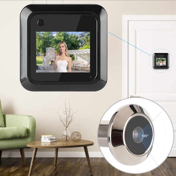 Titthålssäkerhetskamera Titthålskamera Abs Plast + Zinklegering 2.4In Smart Door Viewer Tft Lcd-skärm 0.3Mp 95° vidvinkelkamera Foto