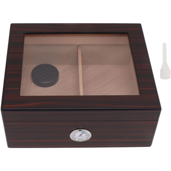 Cigarr Humidor Box, Transparent Top Cigar Humidors Cedar Wood Case med luftfuktare Hygrometer och avdelare för 50 cigarrer, 10,2 X