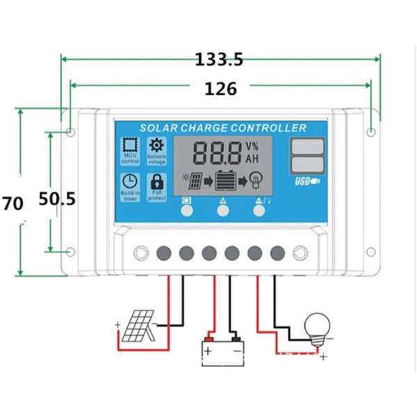 2st Solar Charge Batteri Solar Regulator Batteriladdare Controller Pv Charge Controller Solar Charge Generator Solar Controller 12v Solar