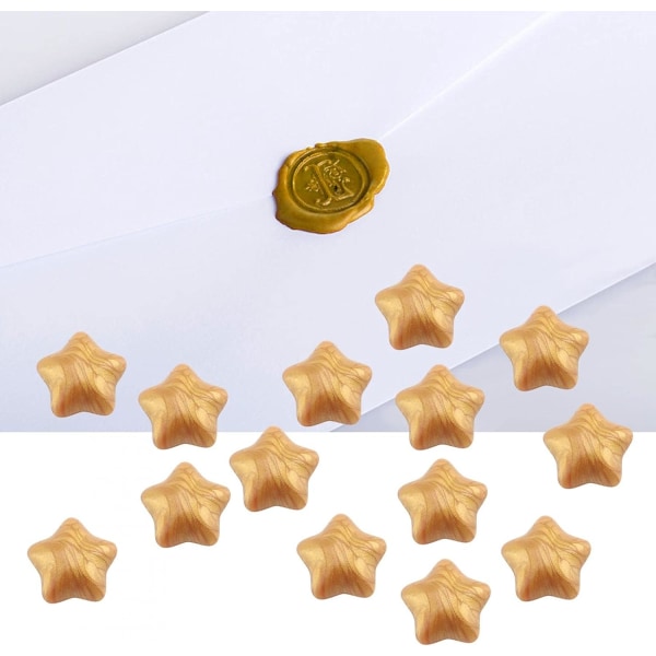 100 st förseglingsvaxpärlor, stjärnform förseglingsvaxpärlor för retrosigillstämpel Inbjudningskort Bröllopskuvert (blandad färg/guld/rött guld)