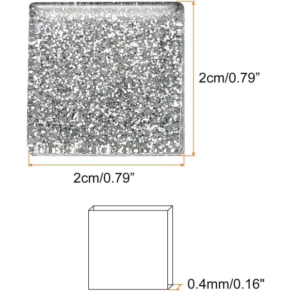 Mosaikplattor glasplattor kristallglasbitar massa fyrkantig glitterkristall 2 x 2cm för husdekoration pysselhantverkspaket om 50 (200g)