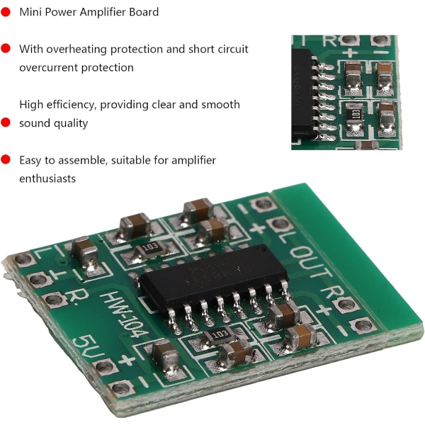 Power Power Pcb Pam8403 Micro Digital Power Amplifier Board 2X3W Klass D förstärkarmodul USB driven 2,5‑5V