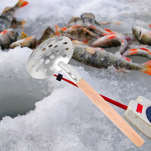Isfiskeskopor Isfiskeskimmer med trähandtag Ice Scooper Skimmer slev för att skopa ut is under isfiske