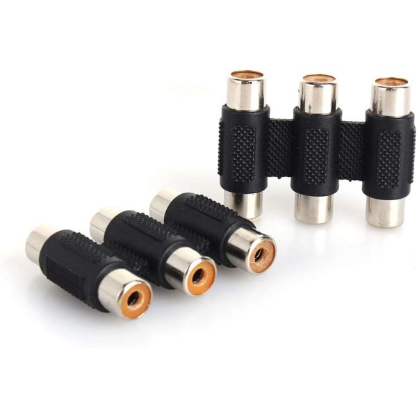 Triple 3 Rca Adapter Jack Connector Plast Och Medalj 1 Styck Set Triple 3 Rca Av for o Video Hona Till Hona FF Jack Connector Kopplingsadapter