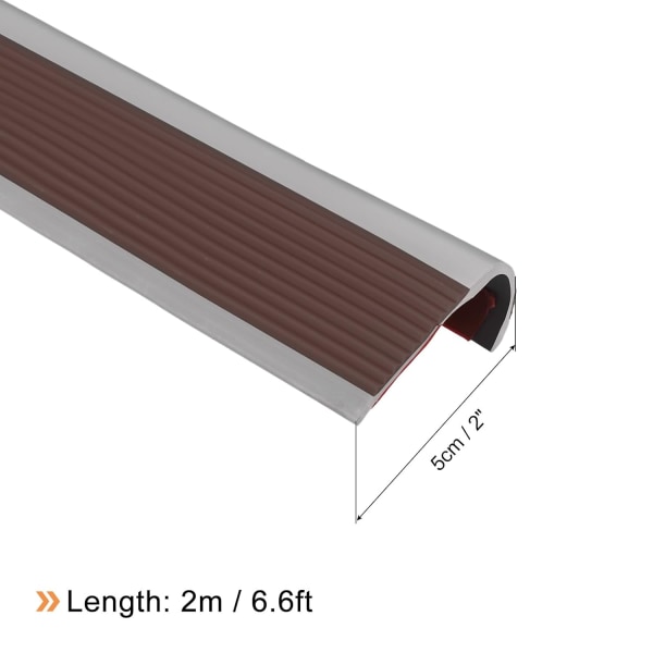 1 st trappkant, trappskydd i vinyl, halkfri steglist för trappor, trapplist 2 meter, kaffe & grå