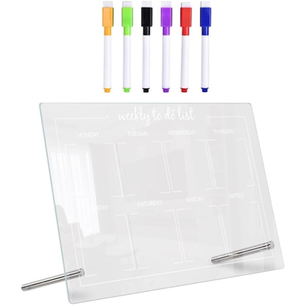 1 set Acrylic Weekly Dry Erase Board Clear Memo Tablet Desktop Display Skriva Whiteboard att göra-lista Planner med stativ för kontorshem