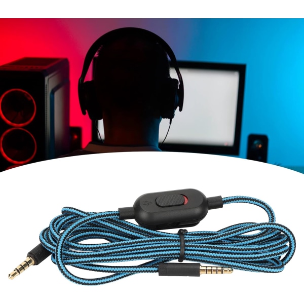 Byte av headsetkabel Pvc syrefri kopparspelvävd hörlurssladd med volymkontroll och mute-brytare för G Pro X G433 G233 (blå)