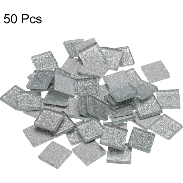 Mosaikplattor glasplattor kristallglasbitar massa fyrkantig glitterkristall 2 x 2cm för husdekoration pysselhantverkspaket om 50 (200g)