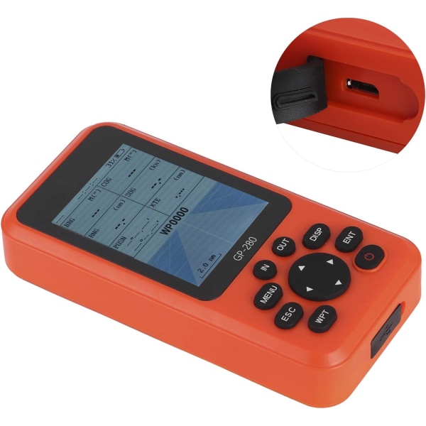 Handhållen GPS-navigator, 2,8-tums handhållen GPS-navigator Hög känslighet med multi Vattentät enhet Orange ABS