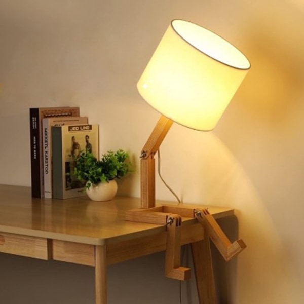 Sänglampa Flexibel trä Cylindrisk Nattduksbord Lampa för sovrum Vardagsrum Kontor Modern sänglampa (12W trefärgad glödlampa)