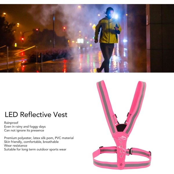 Light Up säkerhetsväst, bärbar LED sportreflexväst 3 ljuslägen USB laddningsbar hög synlighet för löpning för män