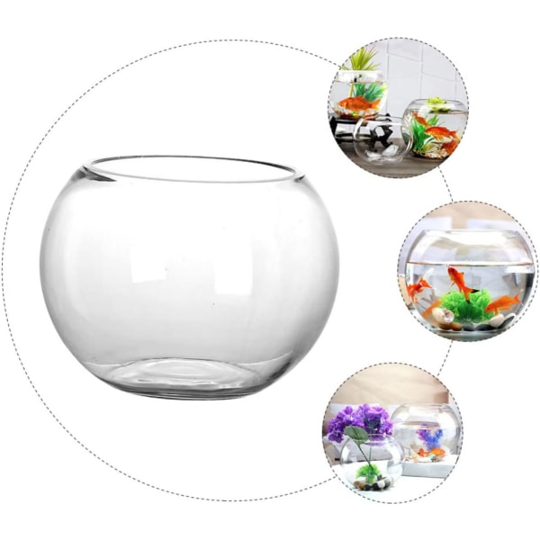 3st Glas Fish Tank Cirkulärt Matbord Slitstark Skål Mini Vaser Glas Vas Skål Bred Blomma Glas Vas Godisburk Växt Kontorsinredning