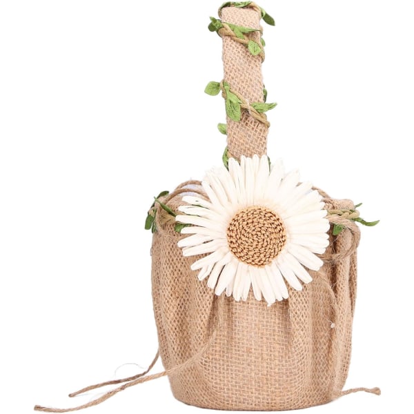 Flower Girl Korg, Handhållen Blomkorg för bröllopsceremoni Heminredning, Liten bärbar Slitstark utrymmesbesparande Premium Tyg Retro Färg