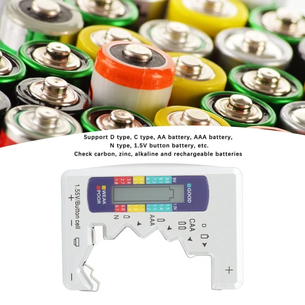 Liten batterikapacitetsmätare Digital batterikapacitetsmätare Testare Digital batterikapacitetsmätare Universal DCN Aaa Aa 9V 1,5V knappcell