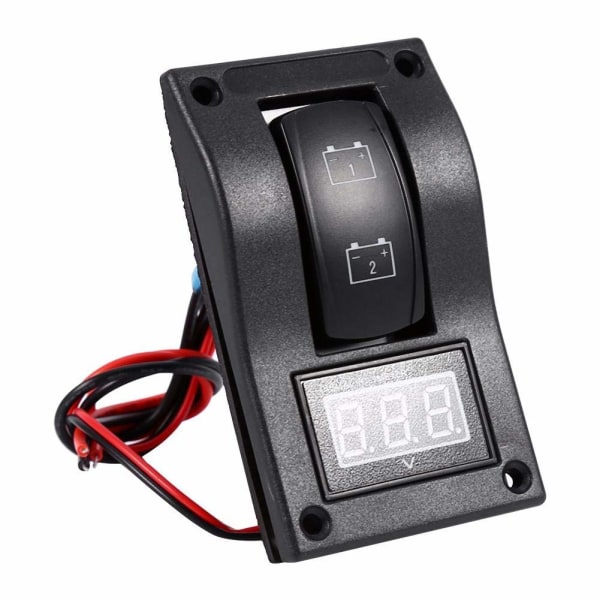 12V DC marin båtvoltmätare LED Dubbel batteri testpanel vippbrytare PÅ-AV-PÅ