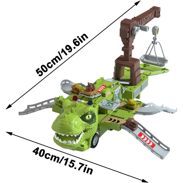 Leksaksbil, dinosaurietransportbil med dinosaurieleksaker, dinosauriebil med blinkande ljus och musik, dinosaurielekset (marin)