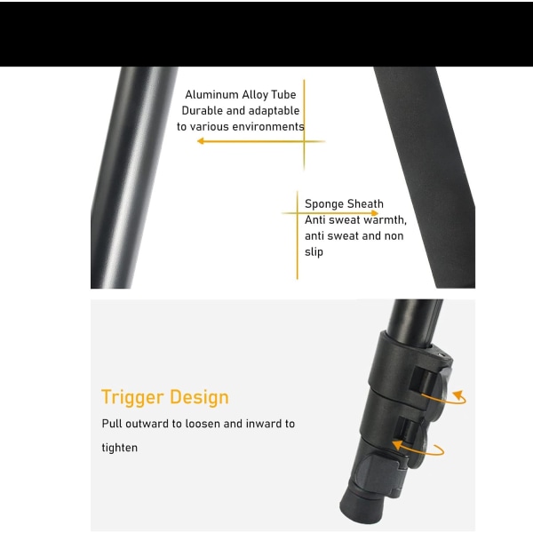 Teleskopisk Monopod, SLR-kamera Monopod Aluminiumlegering 4-sektion teleskopisk förlängningsstång för mikrofonfotografering