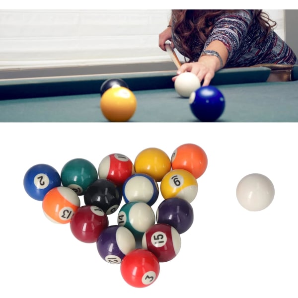 Biljardbollar Set Mini Storlek 16st Mini Poolbollar Amerikansk stil Flera färger 1,5 tum Harts Biljardbordsbollar för spelrum Rekreation