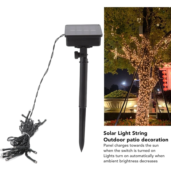 Soldrivna slingljus Romantiska Energieffektiva Automatiska Solar Lamp Strängljus Romantiska 2 lägen 16,4 fot IP65 Vattentät för trädgård