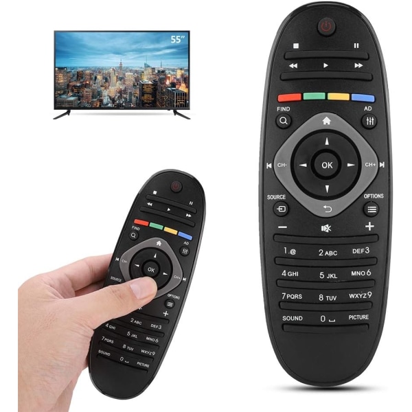 Philips Fjärrkontroll Total Control Ersättningsfjärrkontroll för Philips TV Abs Hållbar Abs Stabil Enkel att använda Känslig Ersättning för Smart TV Universal