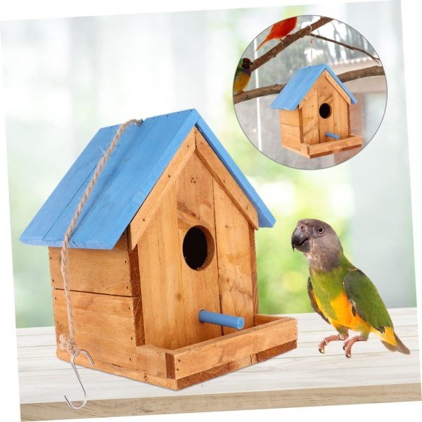 Hängande utomhus Regntät massivt trä Fågelmatare Regnsäkrat Fågelmatare Fågelburmatare Hummingbird House Husmatare Finch Trädgårdsmatning