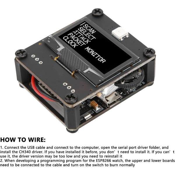 Programmerbar utvecklingsmodul 8266 Pcb Programmerbar utvecklingsmodul 8266 Pcb Wifi Watch Board med rem Dc 3.7V 500 Mahtery Wifi Deauther