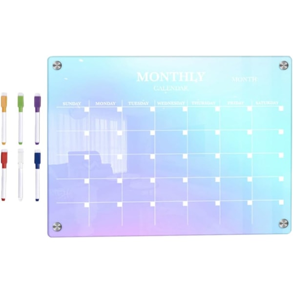 1 set genomskinlig akryl magnetisk torrraderingstavla, veckovis whiteboard Kylskåp Kalenderplanering anteckningstavla anslagstavlor för hemmakontor