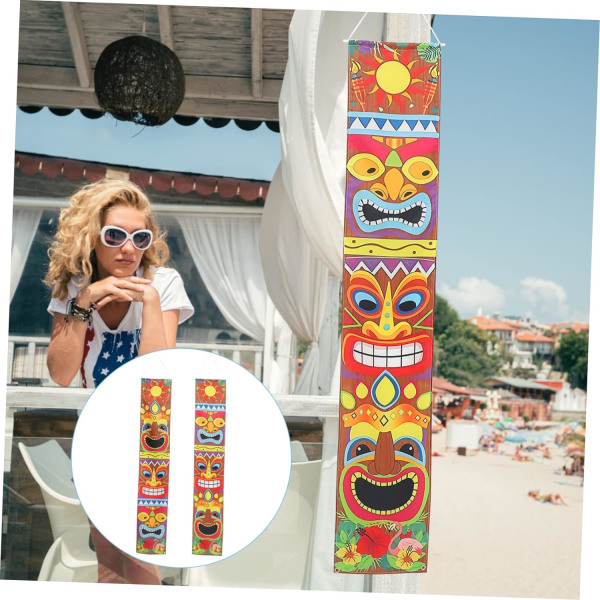 1 Par Hawaiian Dörrhängande Tiki Bar Banner Tiki Vägghängande Dekor Hawaii Veranda Dekor Banner Tiki Astetic Rumsdekor Dörrgardin för